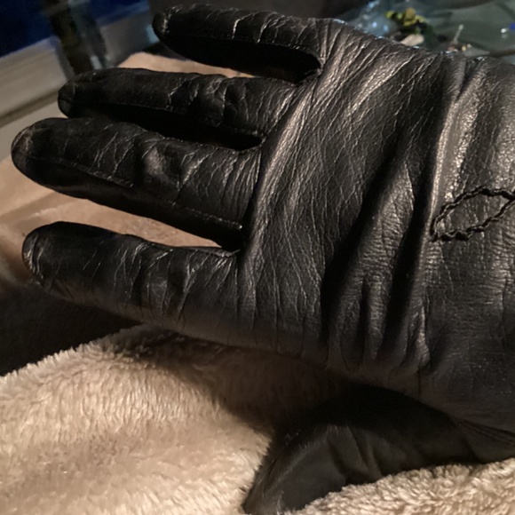 Black Leather gloves, VTG - Picture 8 of 9